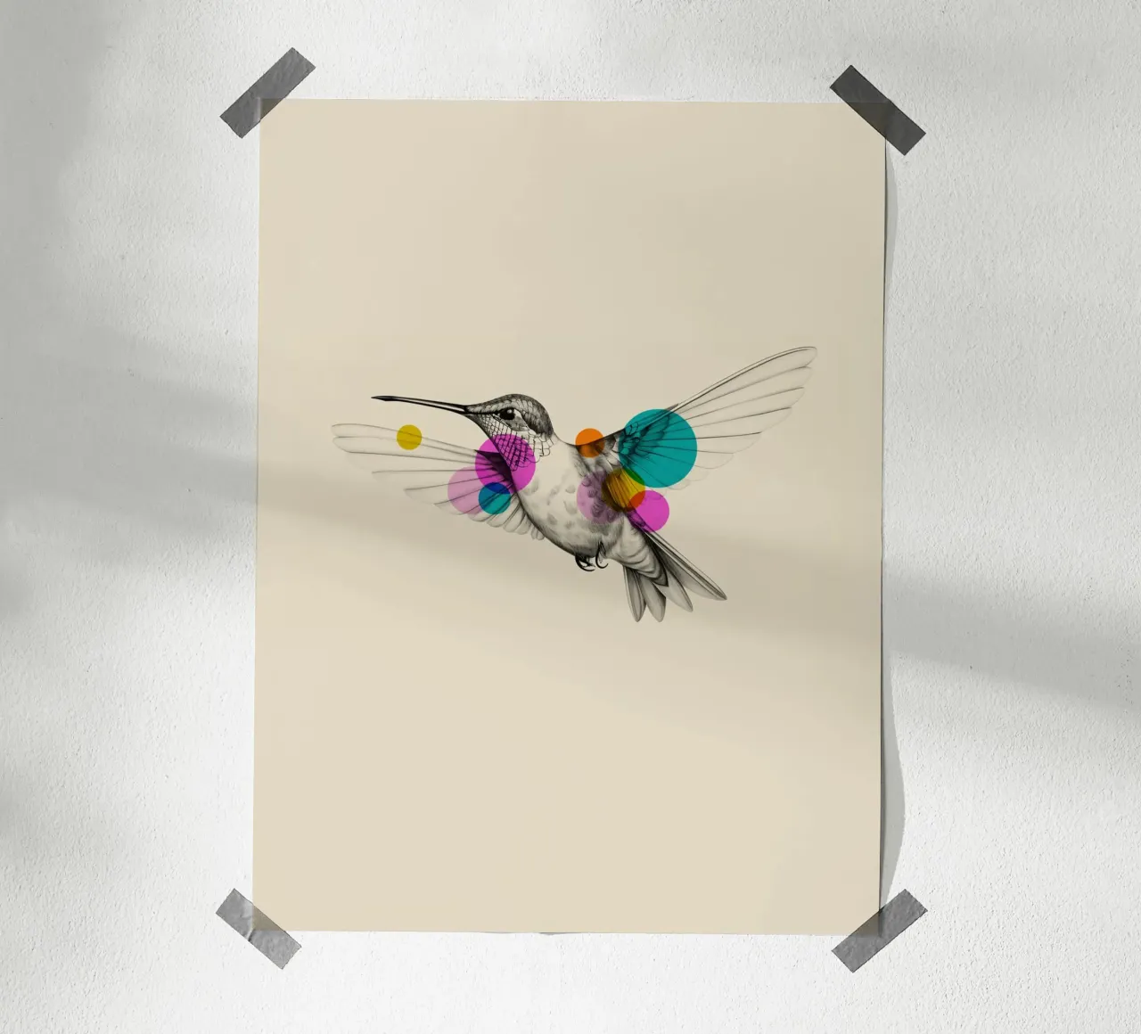 Hummingbird Art poster con telaio in legno da Indigo Rain