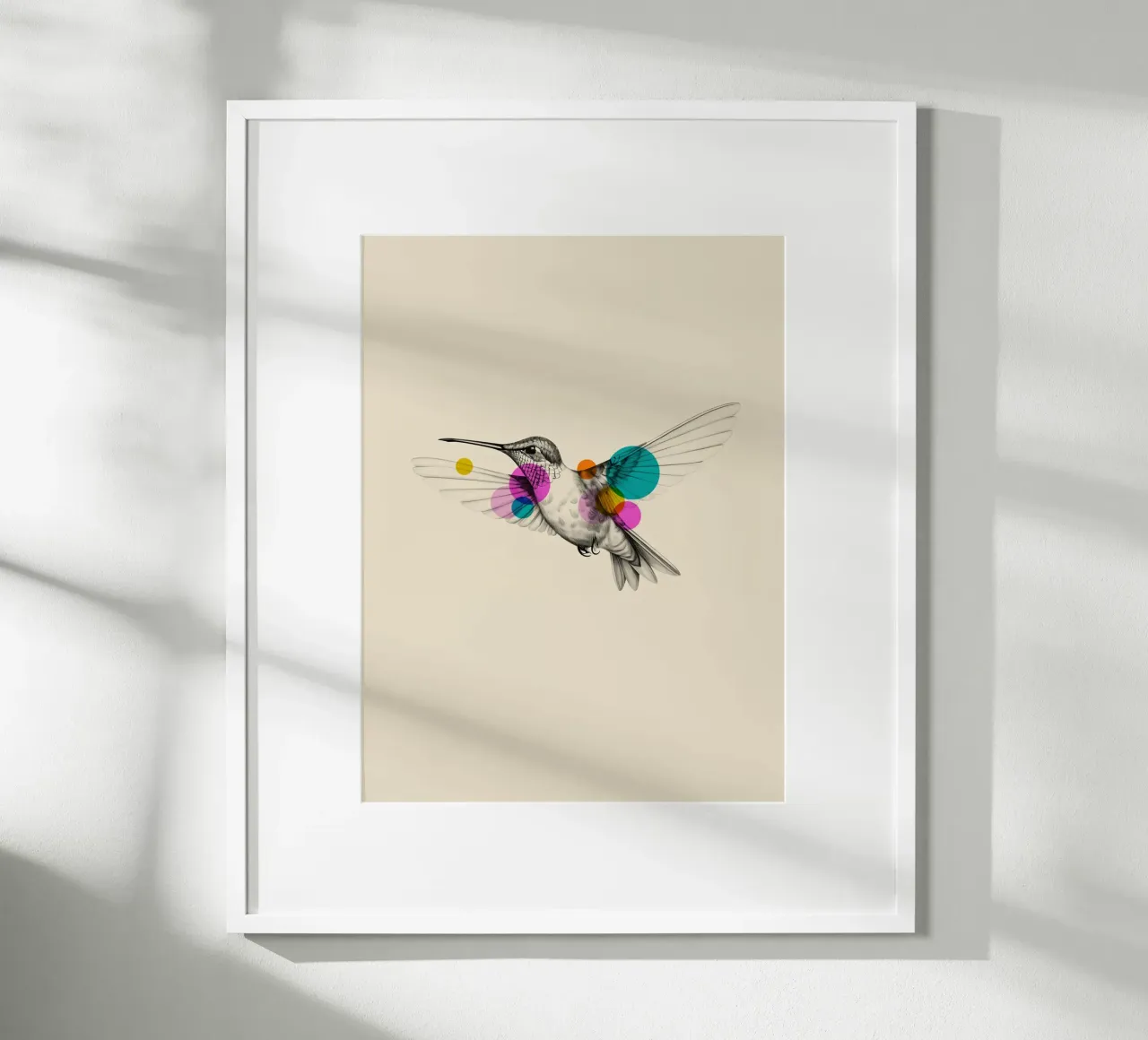 Hummingbird Art poster con telaio in legno da Indigo Rain