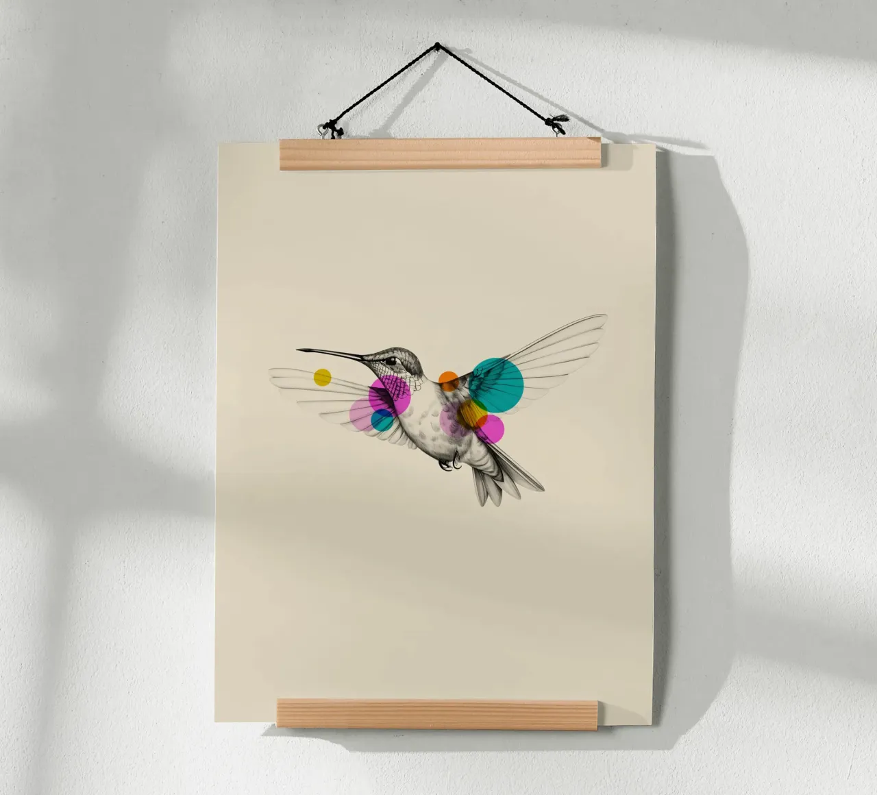 Hummingbird Art poster con telaio in legno da Indigo Rain