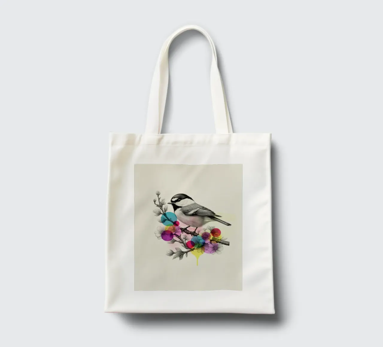 Bird on Twig Art borsa in juta da Indigo Rain