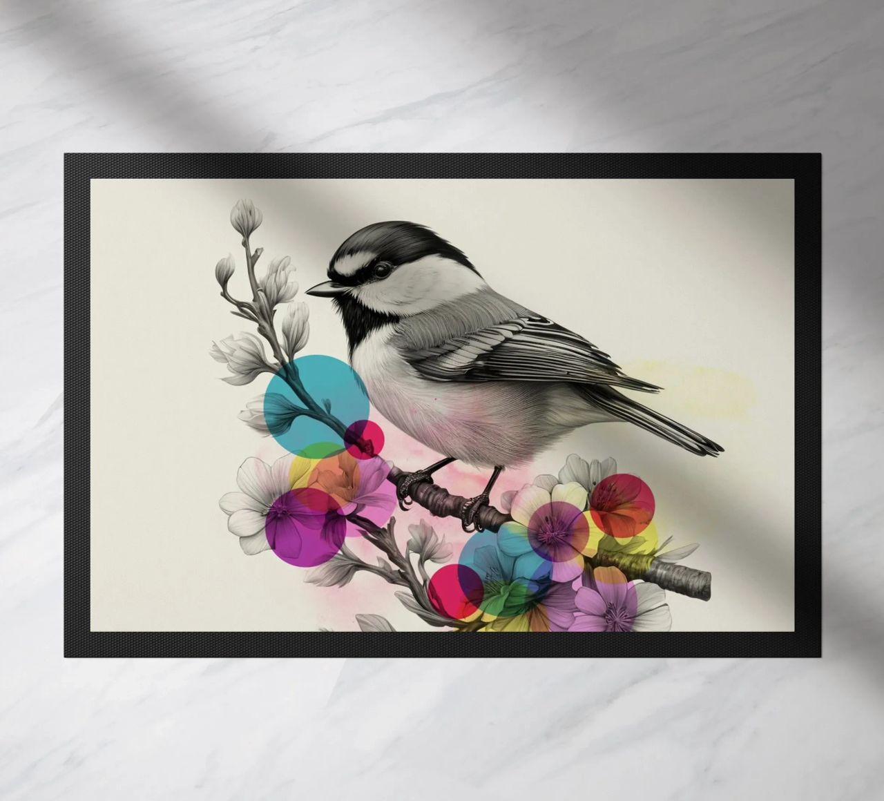 Bird on Twig Art zerbino da Indigo Rain