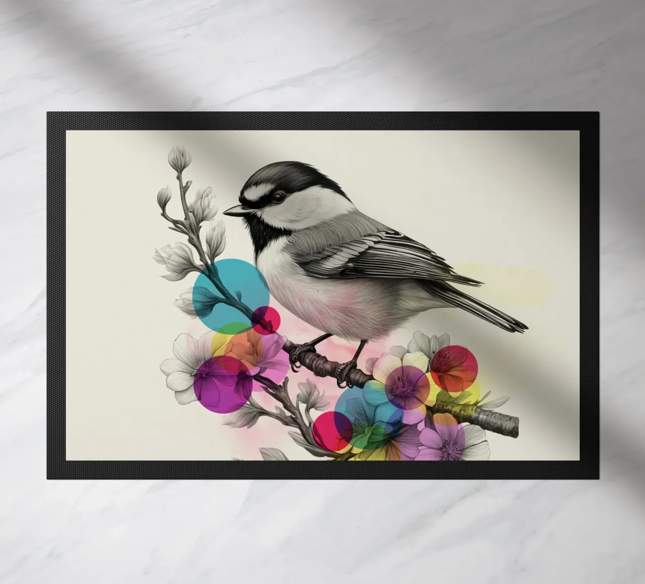 Bird on Twig Art zerbino da Indigo Rain
