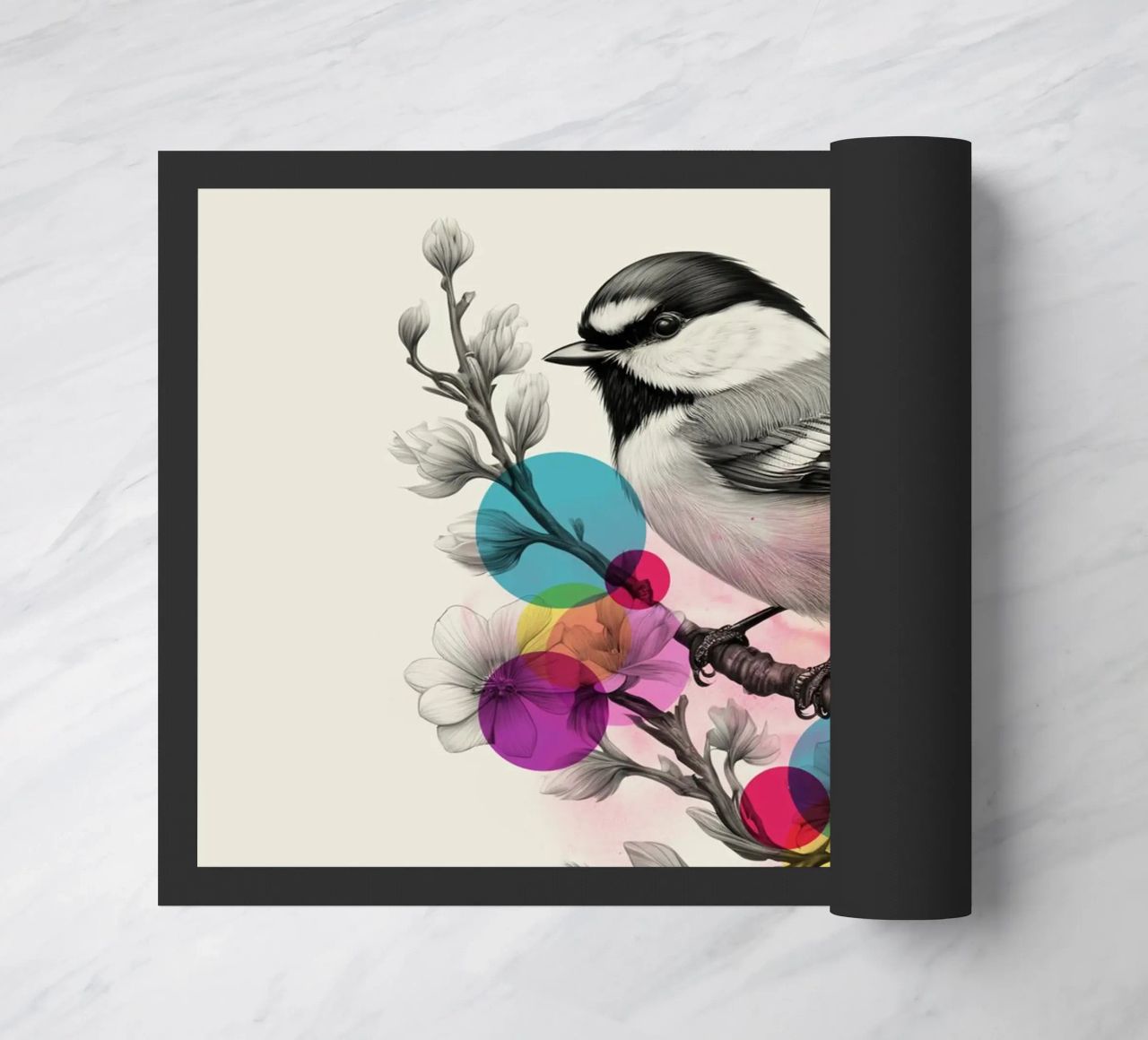Bird on Twig Art zerbino da Indigo Rain