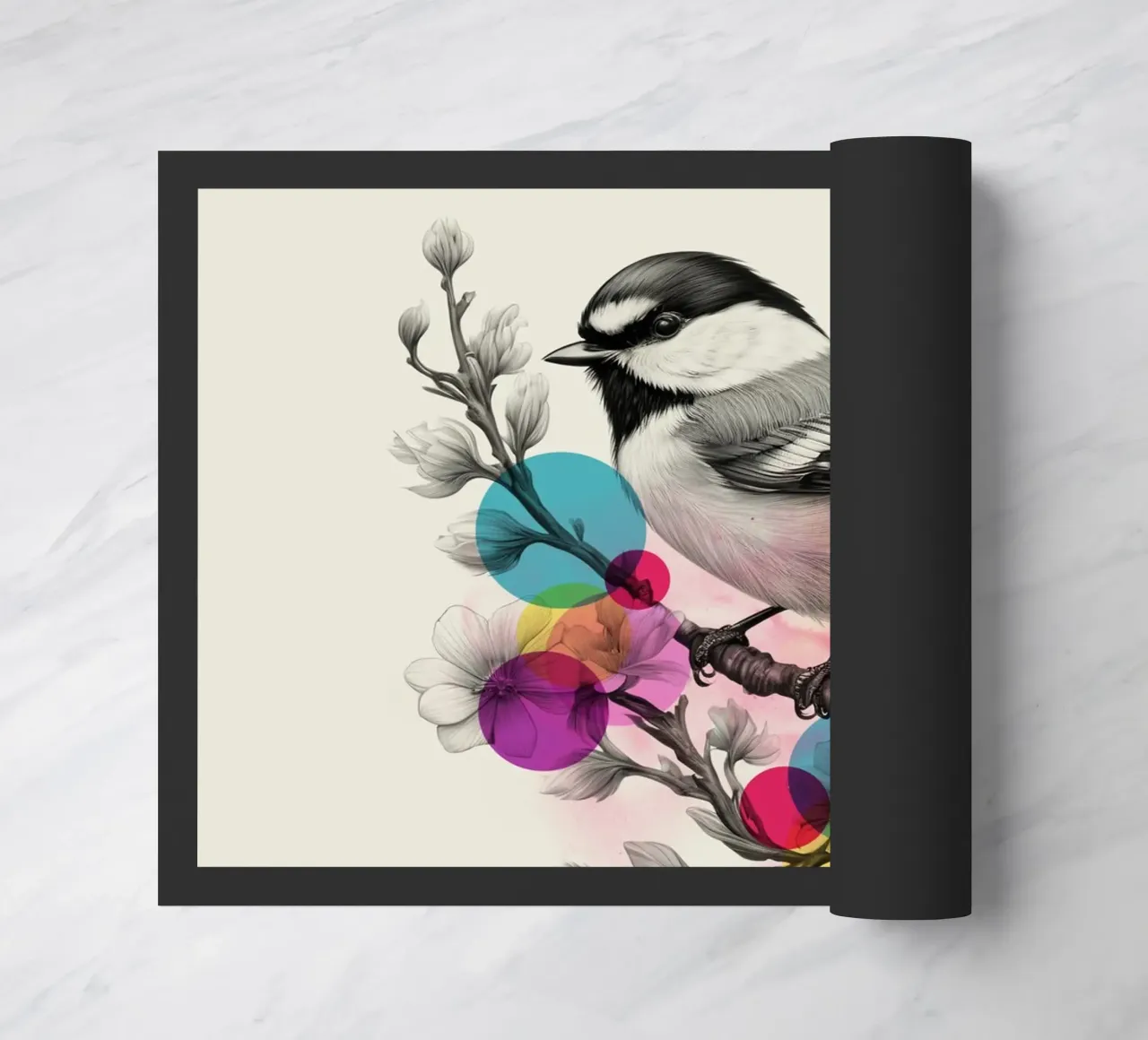 Bird on Twig Art doormat by Indigo Rain