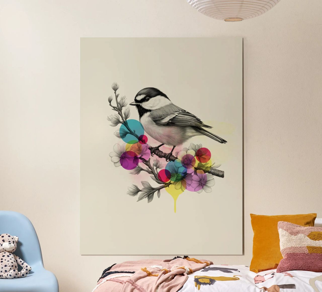 Bird on Twig Art carta hahnemühle da Indigo Rain