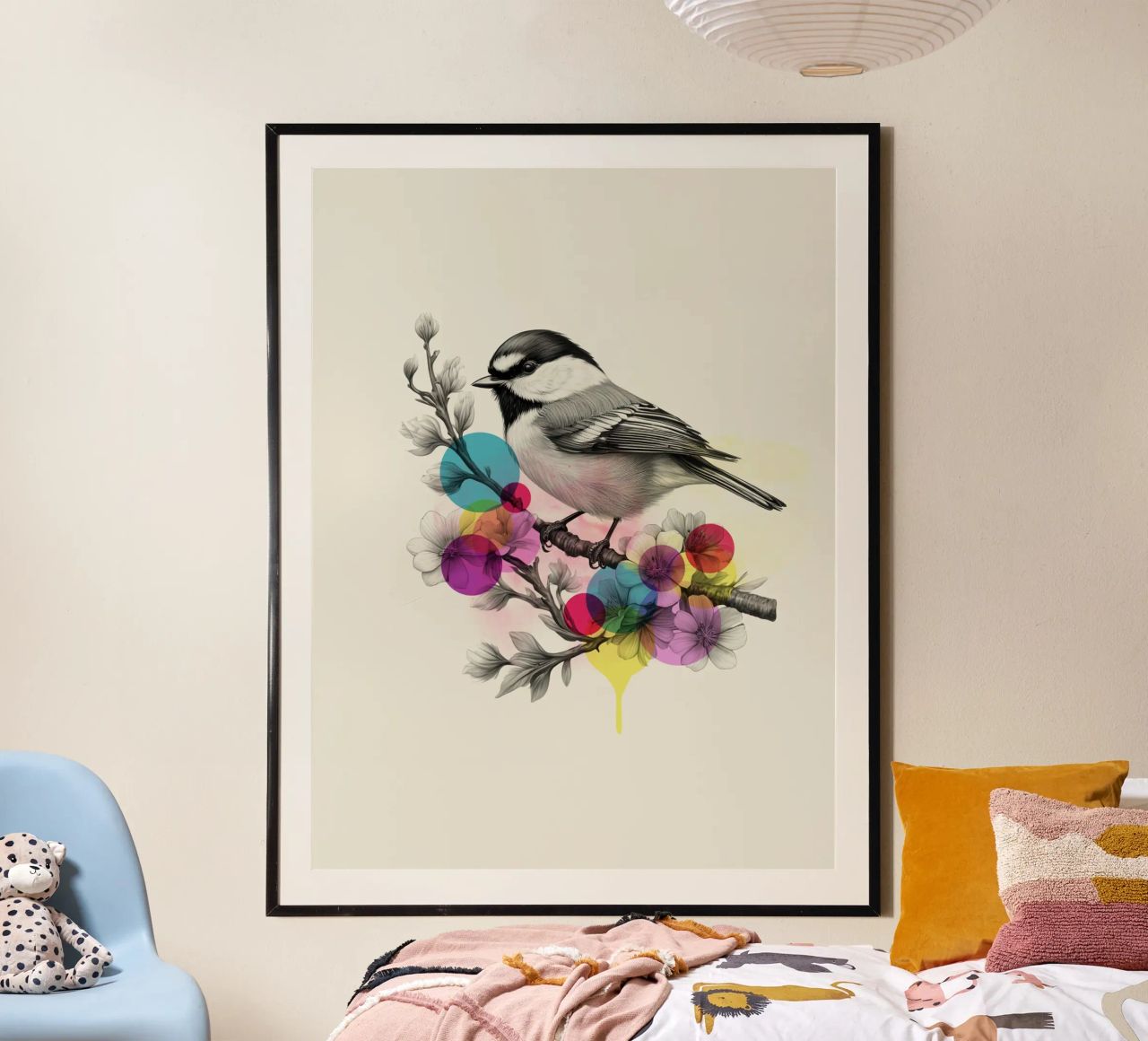 Bird on Twig Art carta hahnemühle da Indigo Rain