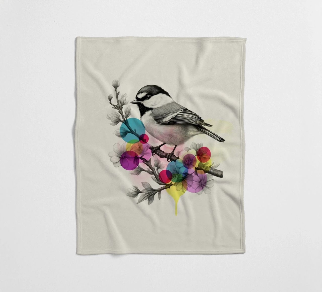 Bird on Twig Art coperta in pile da Indigo Rain