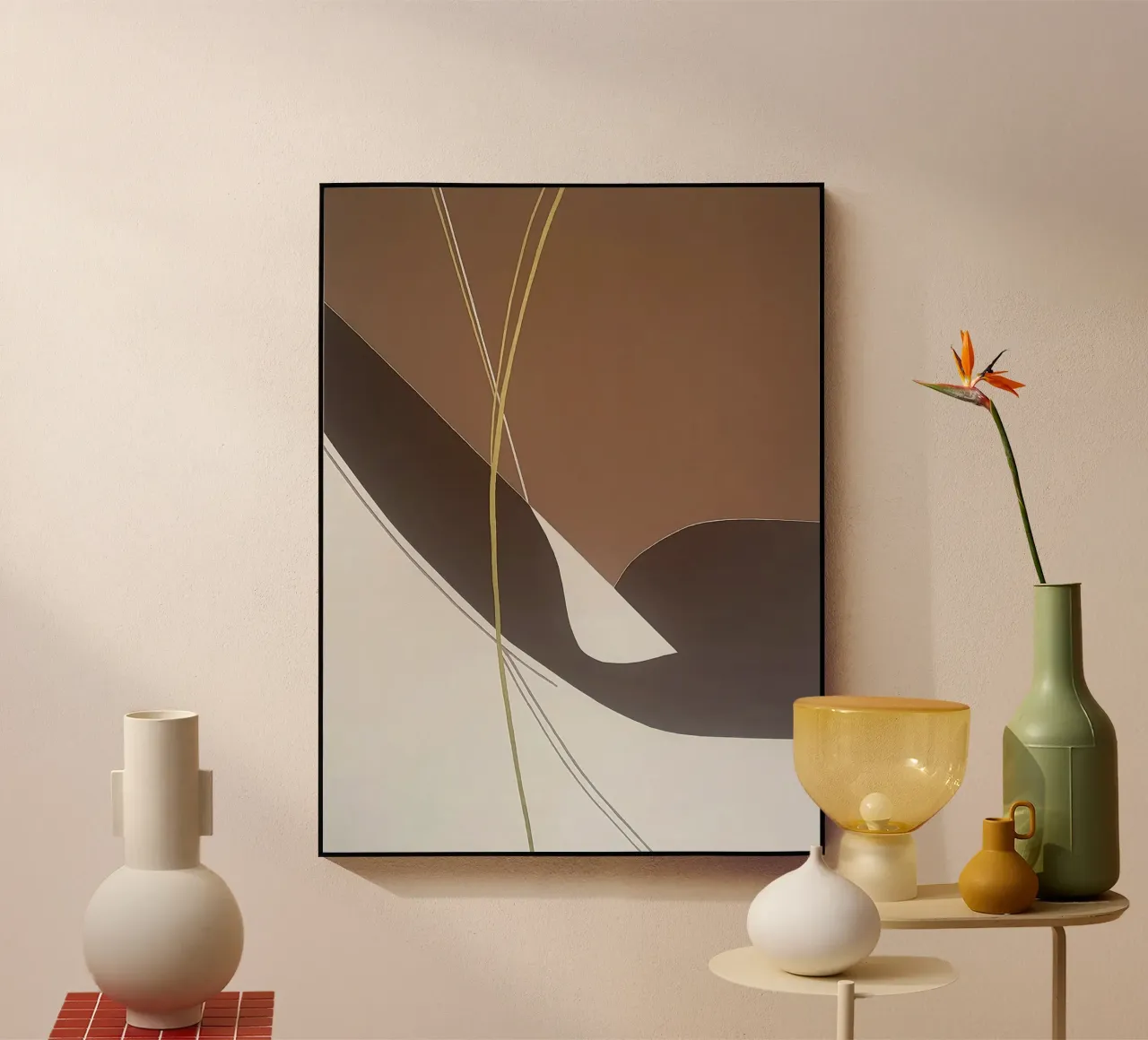 Minimalist Abstract Wall Art — Brown, Black and White Geomet acrylic glass by Artbyvo