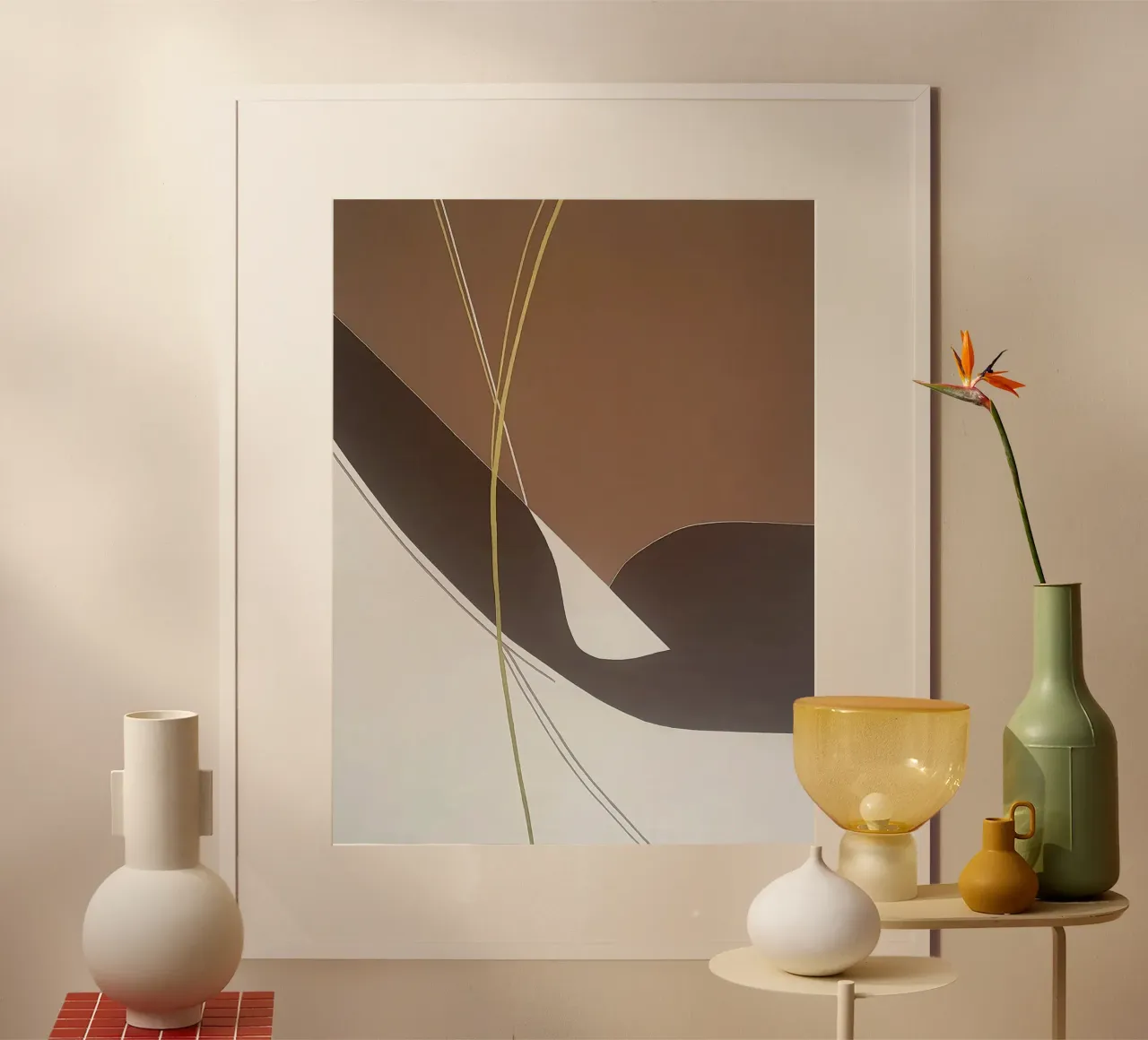 Minimalist Abstract Wall Art — Brown, Black and White Geomet hahnemühle by Artbyvo