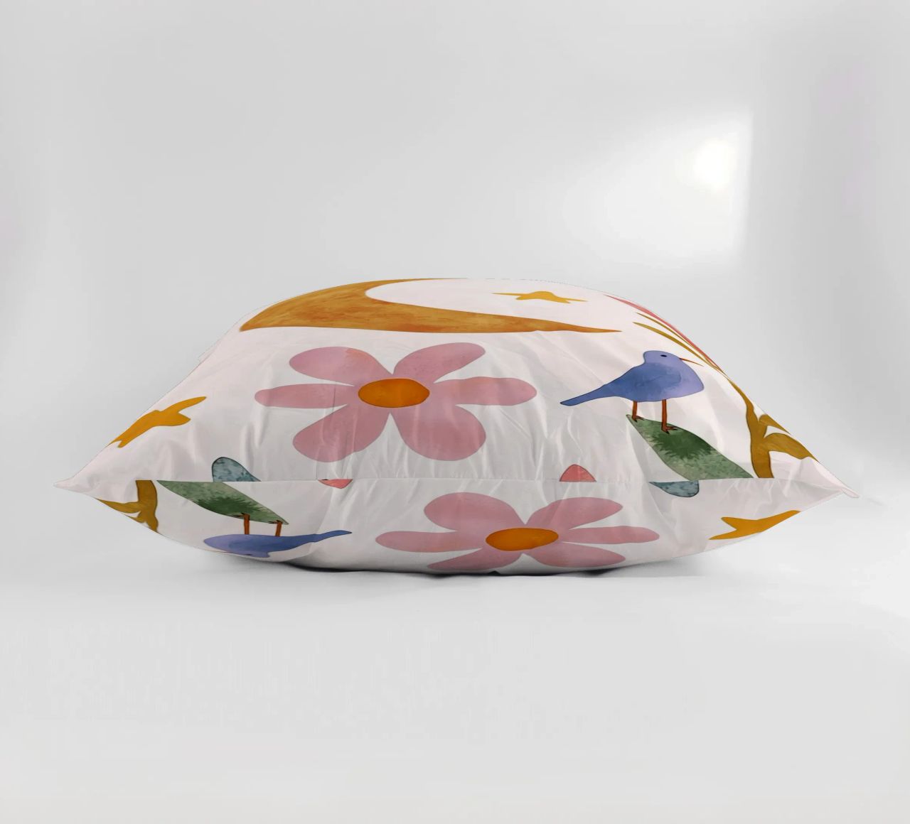 Boho Luna Uccello Dreamscape Vintage Botanico Floreale Notte cuscino da Gentle Echoes Art