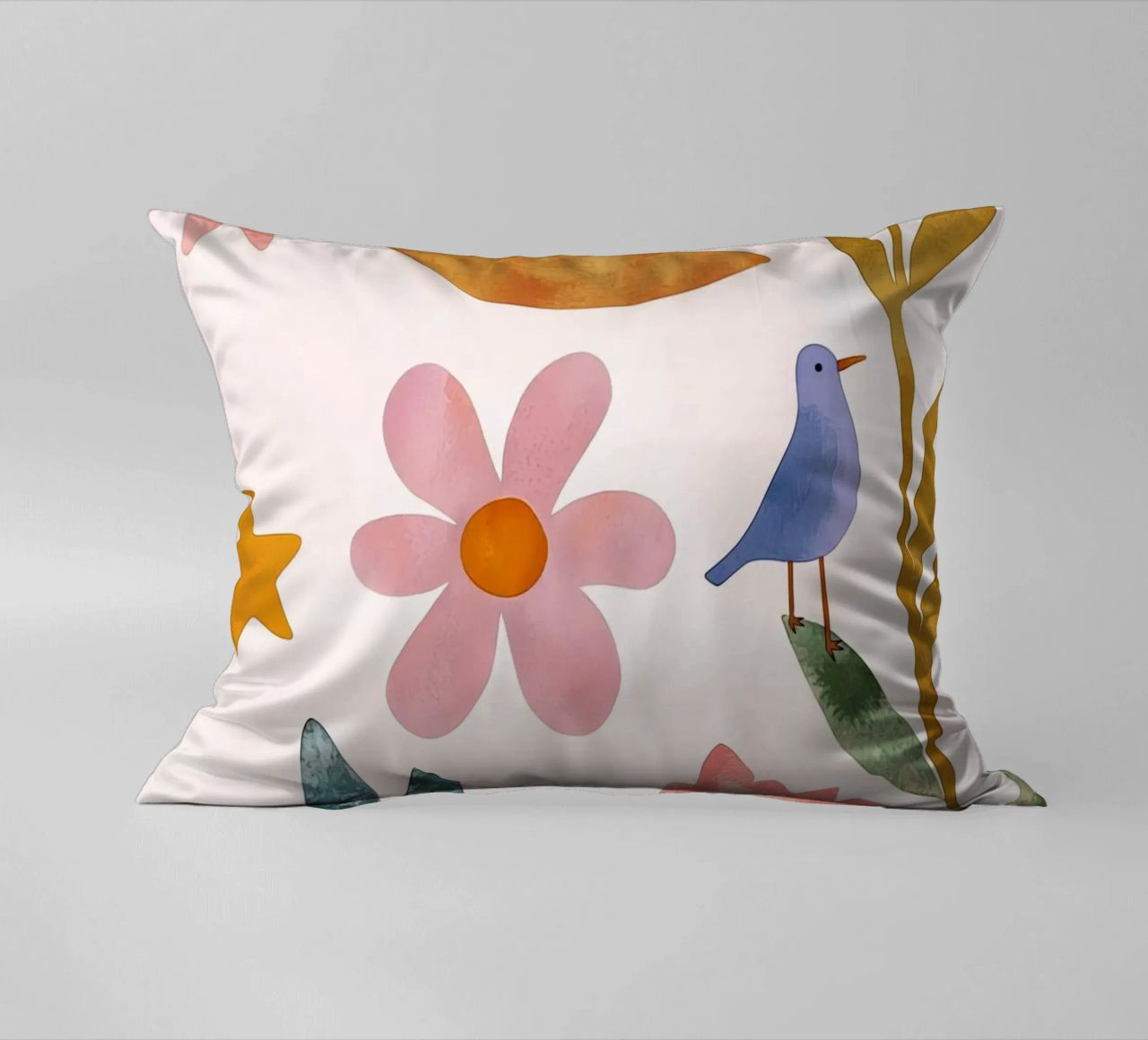 Boho Luna Uccello Dreamscape Vintage Botanico Floreale Notte cuscino da Gentle Echoes Art