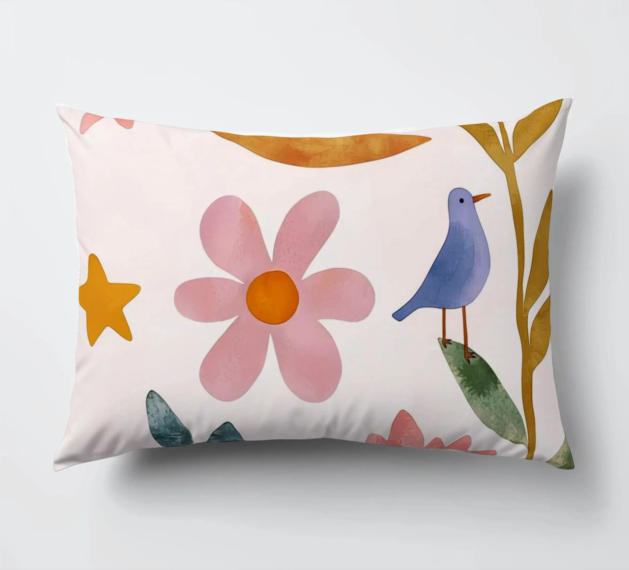 Boho Luna Uccello Dreamscape Vintage Botanico Floreale Notte cuscino da Gentle Echoes Art