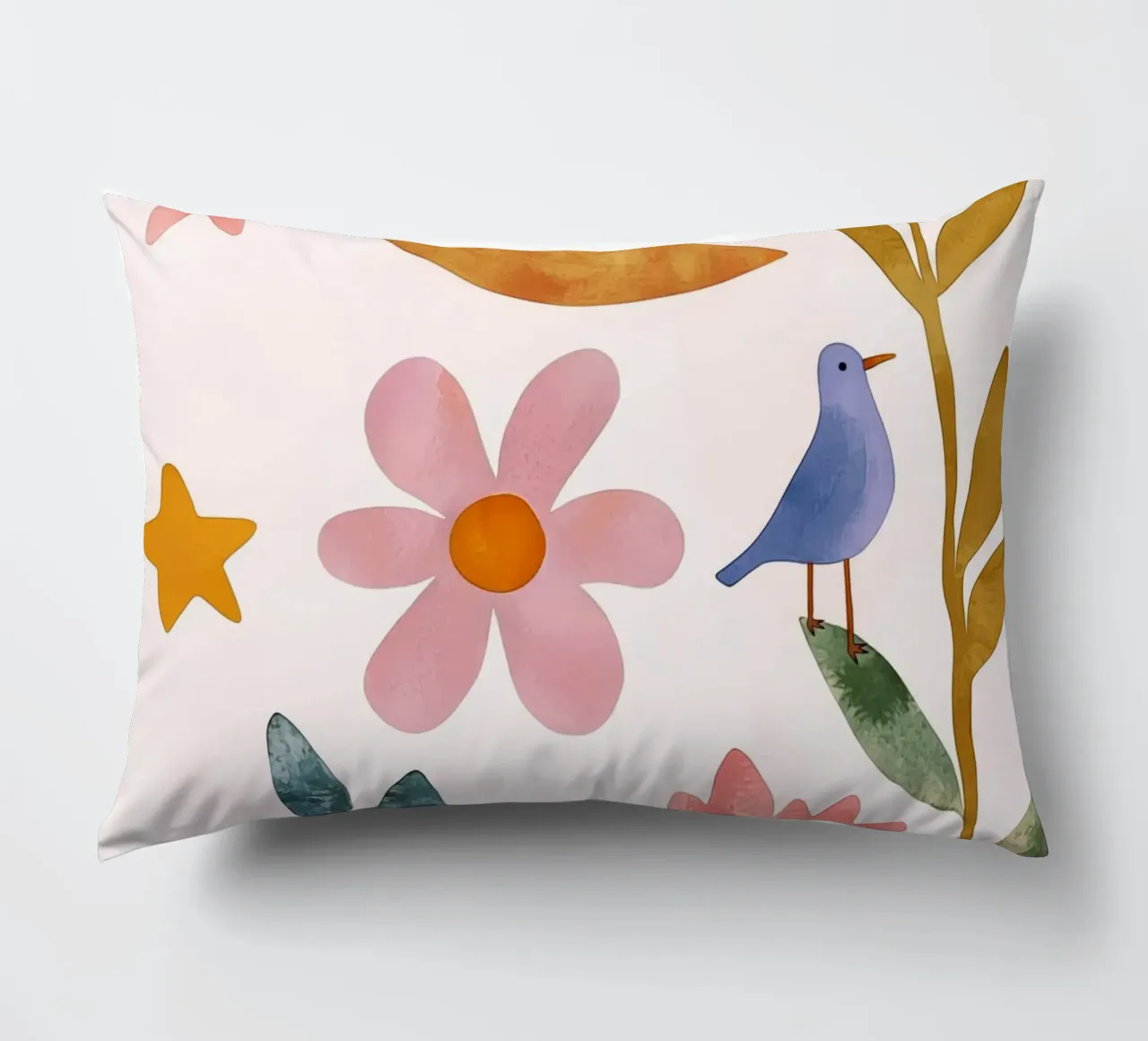 Boho Luna Uccello Dreamscape Vintage Botanico Floreale Notte cuscino da Gentle Echoes Art