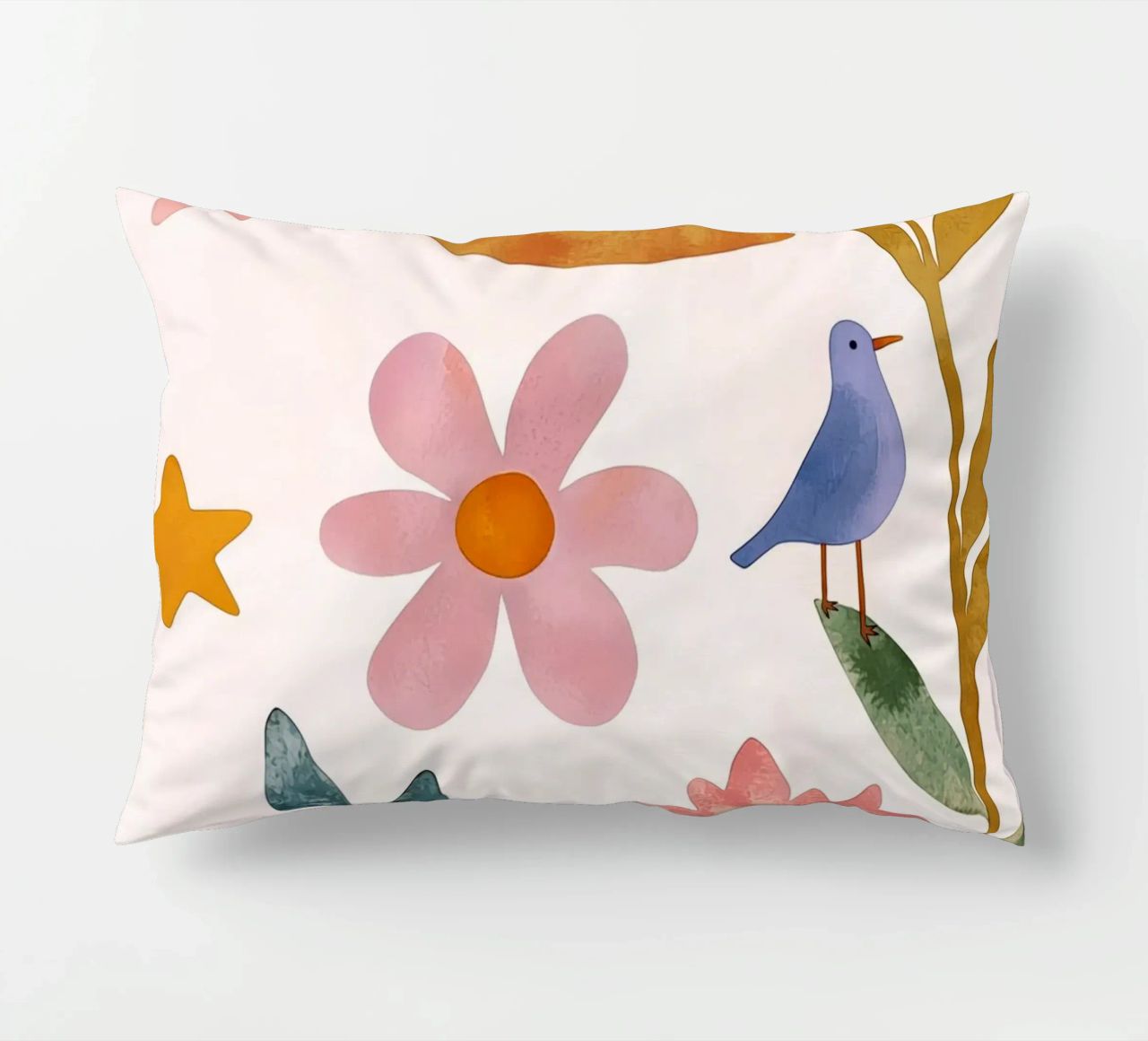 Boho Luna Uccello Dreamscape Vintage Botanico Floreale Notte cuscino da Gentle Echoes Art