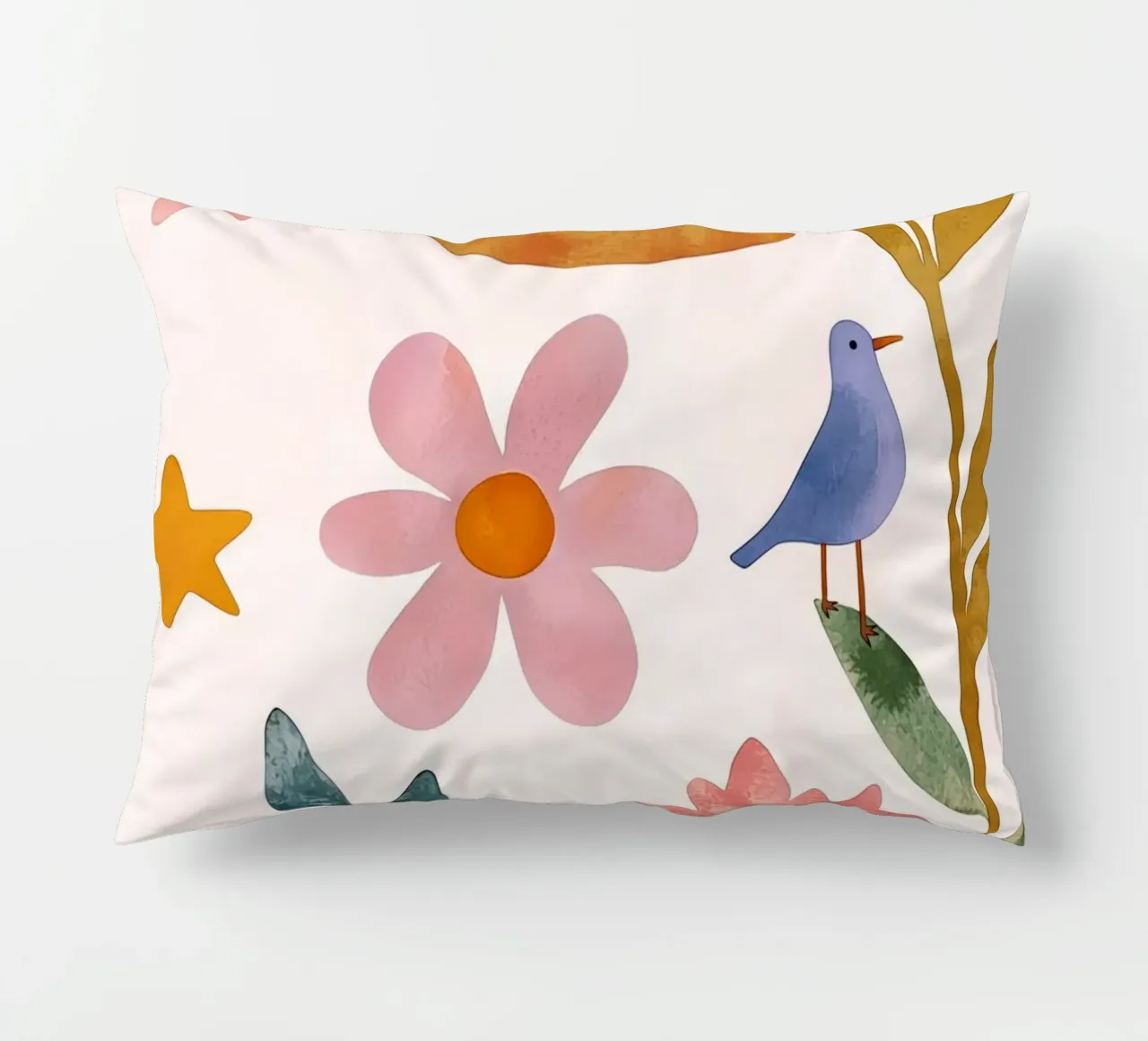 Boho Luna Uccello Dreamscape Vintage Botanico Floreale Notte cuscino da Gentle Echoes Art