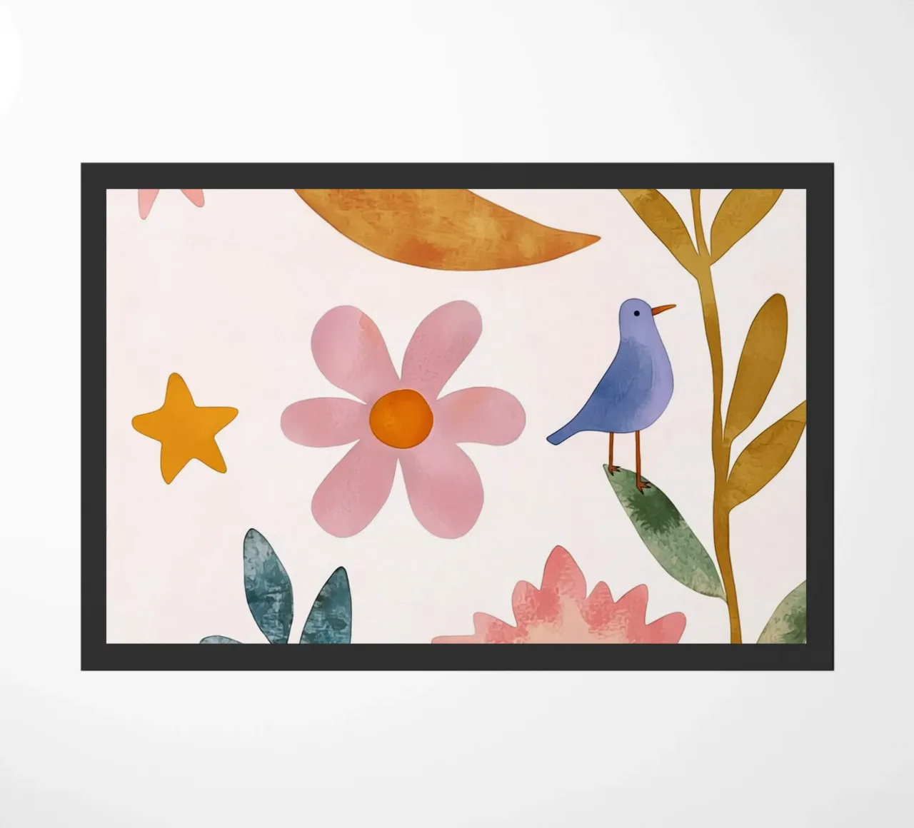 Boho Luna Uccello Dreamscape Vintage Botanico Floreale Notte zerbino da Gentle Echoes Art