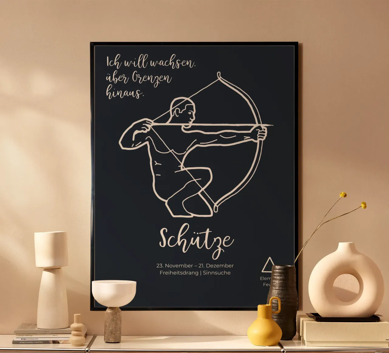 Boogschutter (23 november - 21 december) poster met kunststof frame van astrobrille