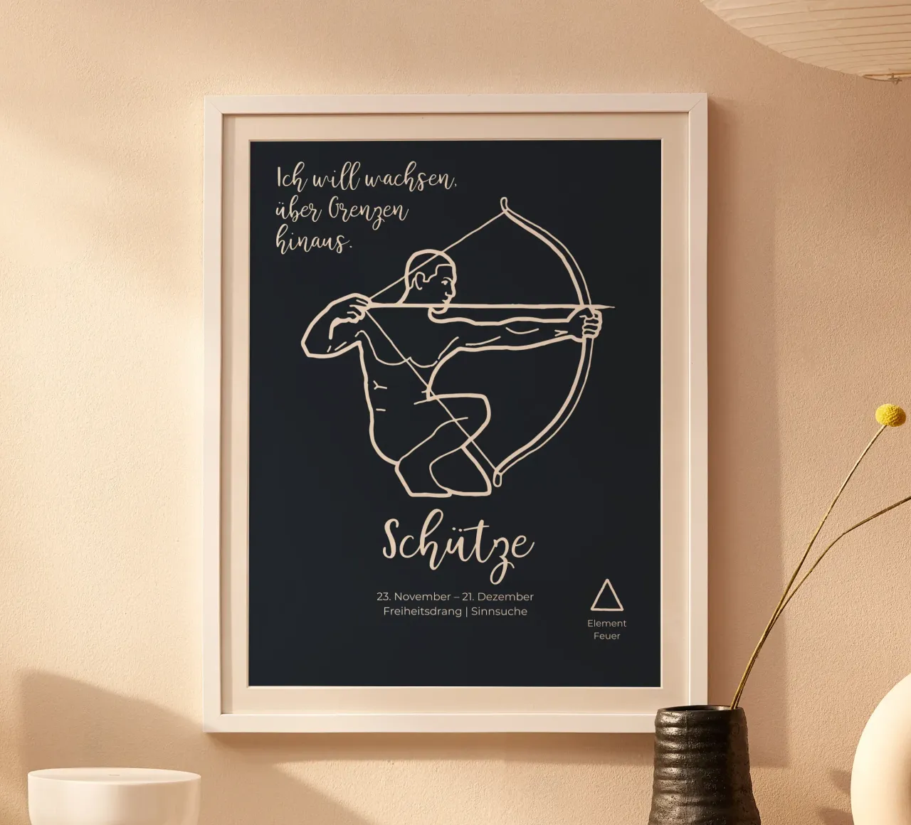 Boogschutter (23 november - 21 december) poster met kunststof frame van astrobrille