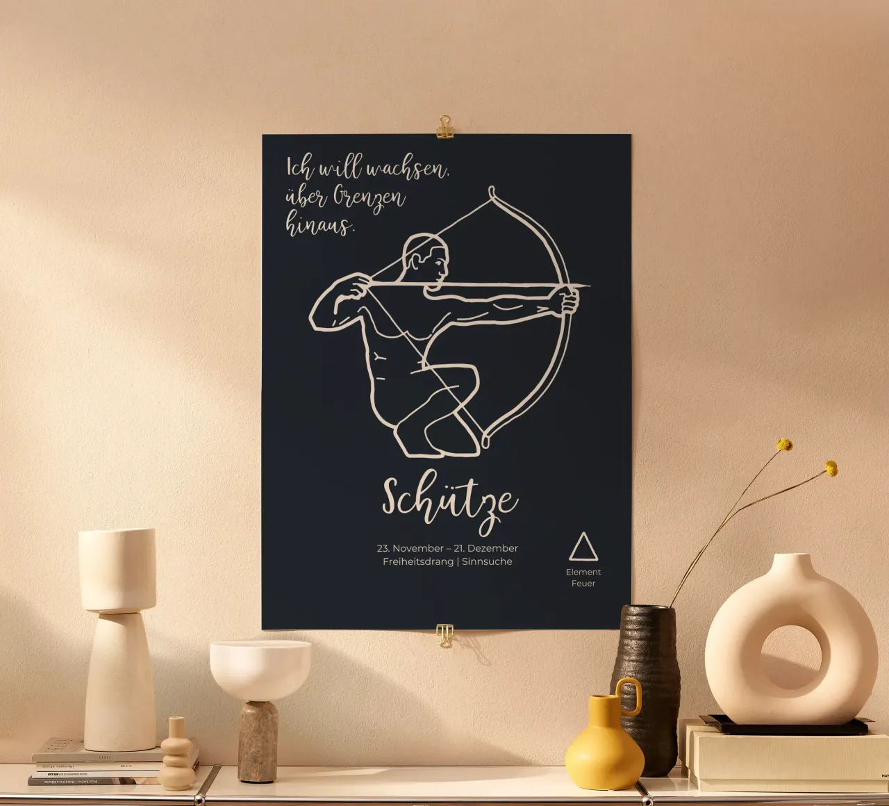 Boogschutter (23 november - 21 december) poster met kunststof frame van astrobrille