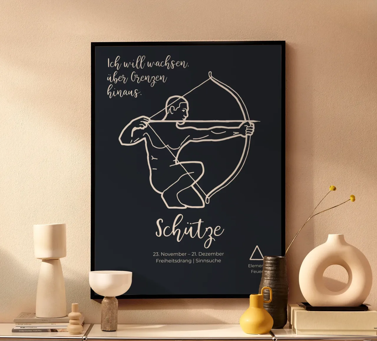 Boogschutter (23 november - 21 december) poster met kunststof frame van astrobrille
