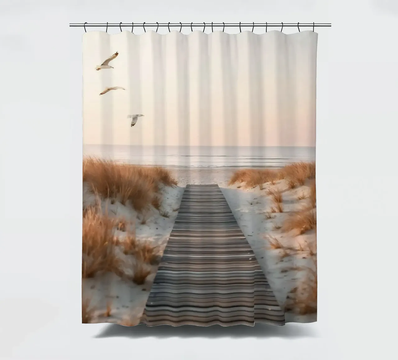Seaside Silence – Dune Walk Art shower curtain by BLICKPUNKT