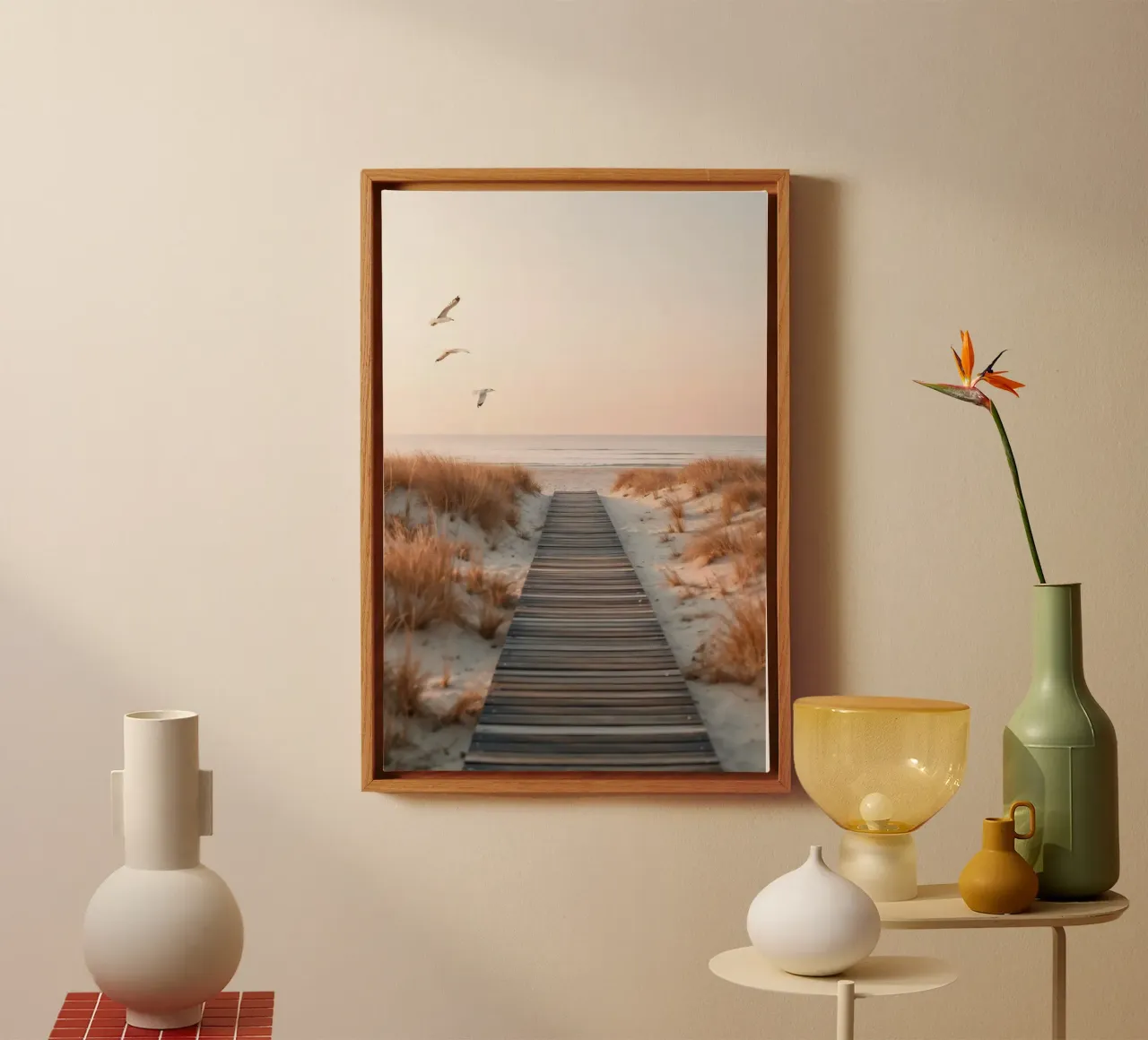 Seaside Silence - Arte della passeggiata sulle dune tela con Cornice a cassetta da BLICKPUNKT