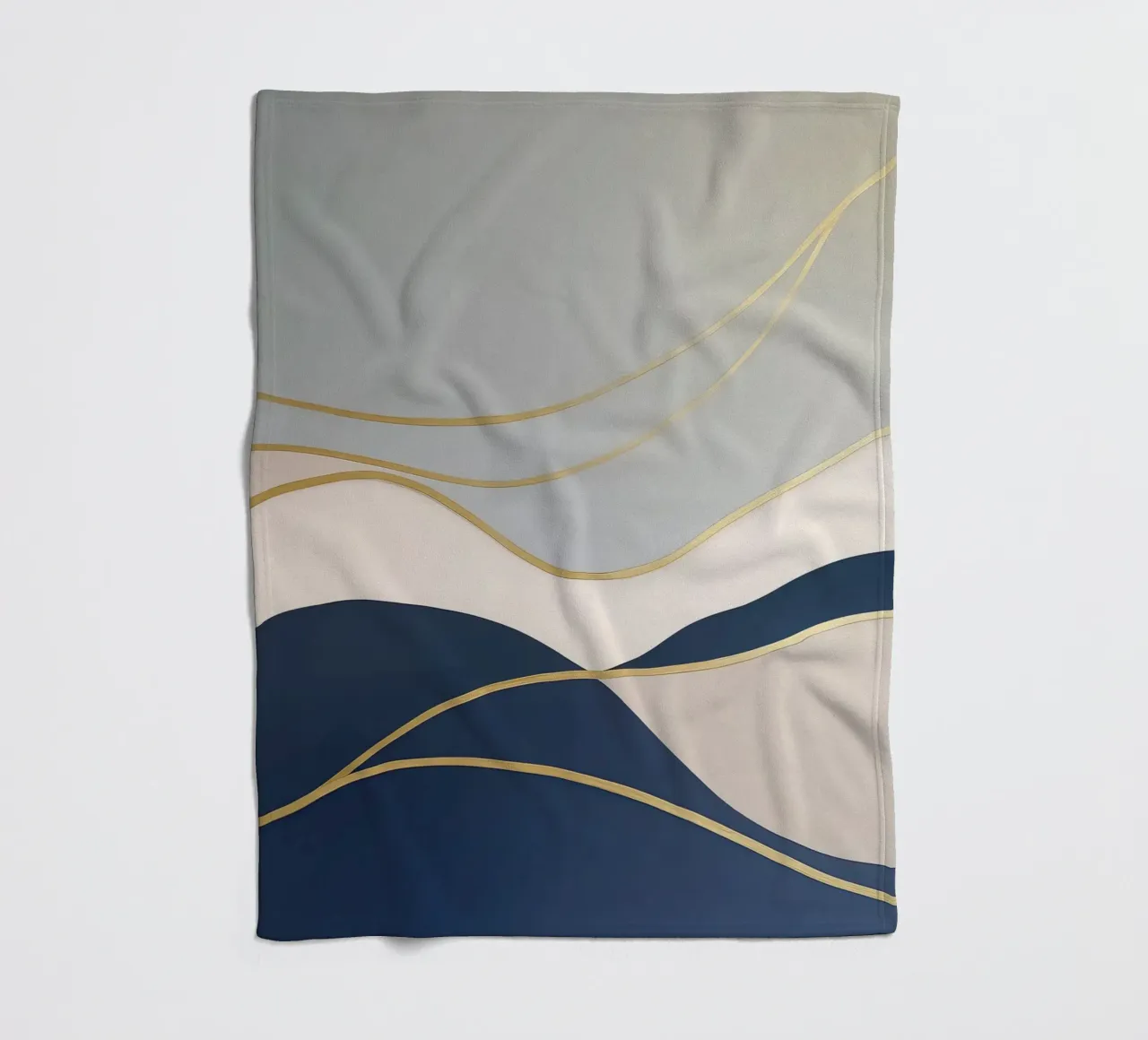 Goud omzoomde abstracte heuvels in zachte tinten fleecedeken van Artbyvo