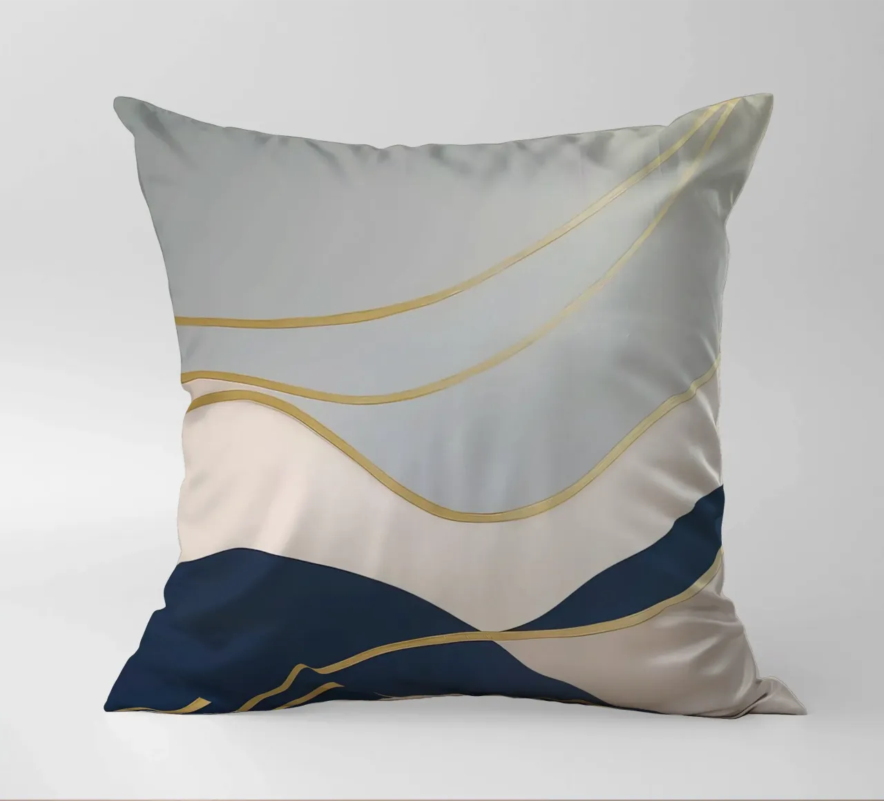Goud omzoomde abstracte heuvels in zachte tinten kussen van Artbyvo