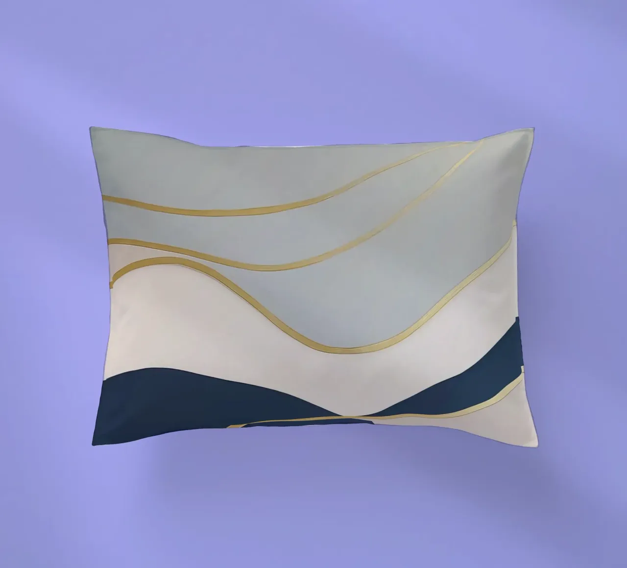 Goud omzoomde abstracte heuvels in zachte tinten kussen van Artbyvo