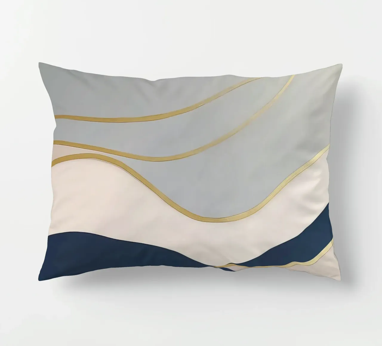Goud omzoomde abstracte heuvels in zachte tinten kussen van Artbyvo