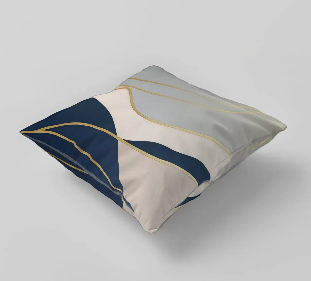 Goud omzoomde abstracte heuvels in zachte tinten kussen van Artbyvo