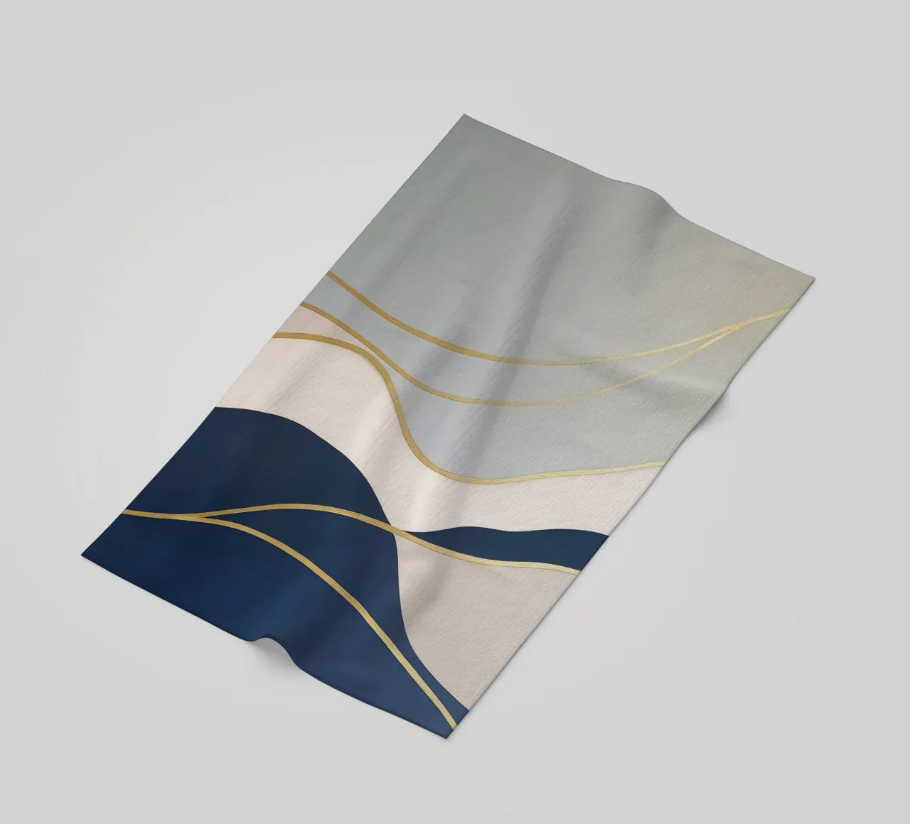 Goud omzoomde abstracte heuvels in zachte tinten strandhanddoek van Artbyvo