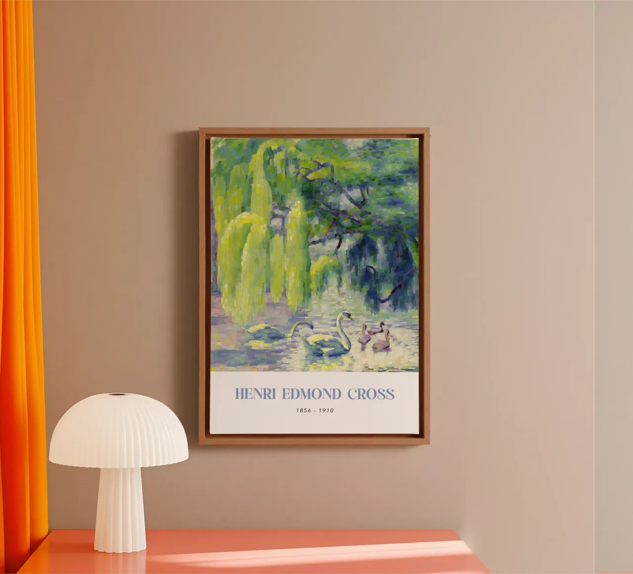 Henri-Edmond Cross Pointillist Zwanen Muurkunst canvas met Baklijst van NorwesClub