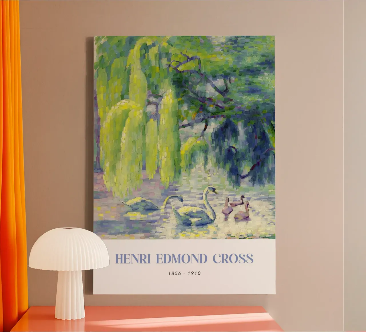 Henri-Edmond Cross Pointillist Zwanen Muurkunst canvas met Baklijst van NorwesClub
