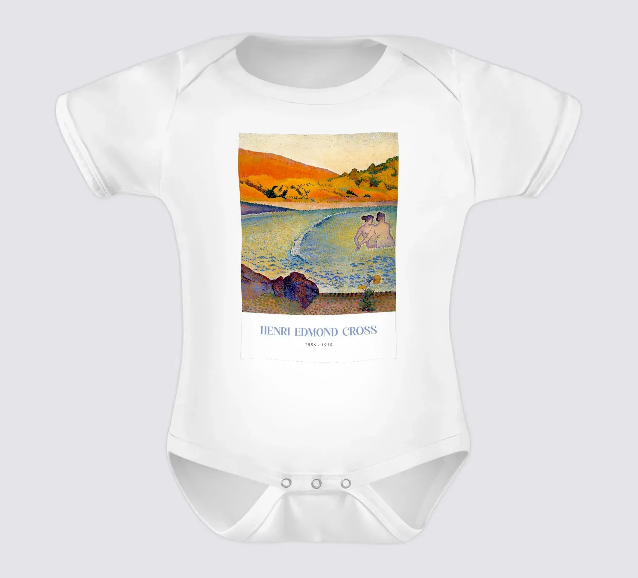 Henri-Edmond Croce Pointillist Bathers Wall Art body neonato maniche corte da NorwesClub