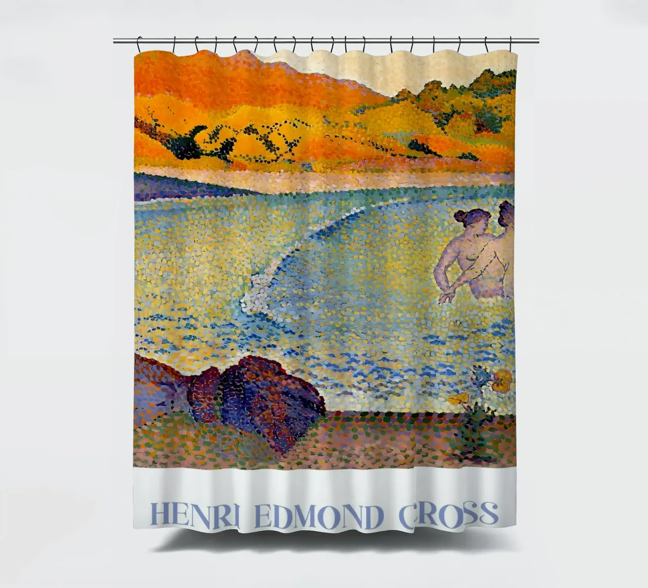 Henri-Edmond Croce Pointillist Bathers Wall Art tenda da doccia da NorwesClub