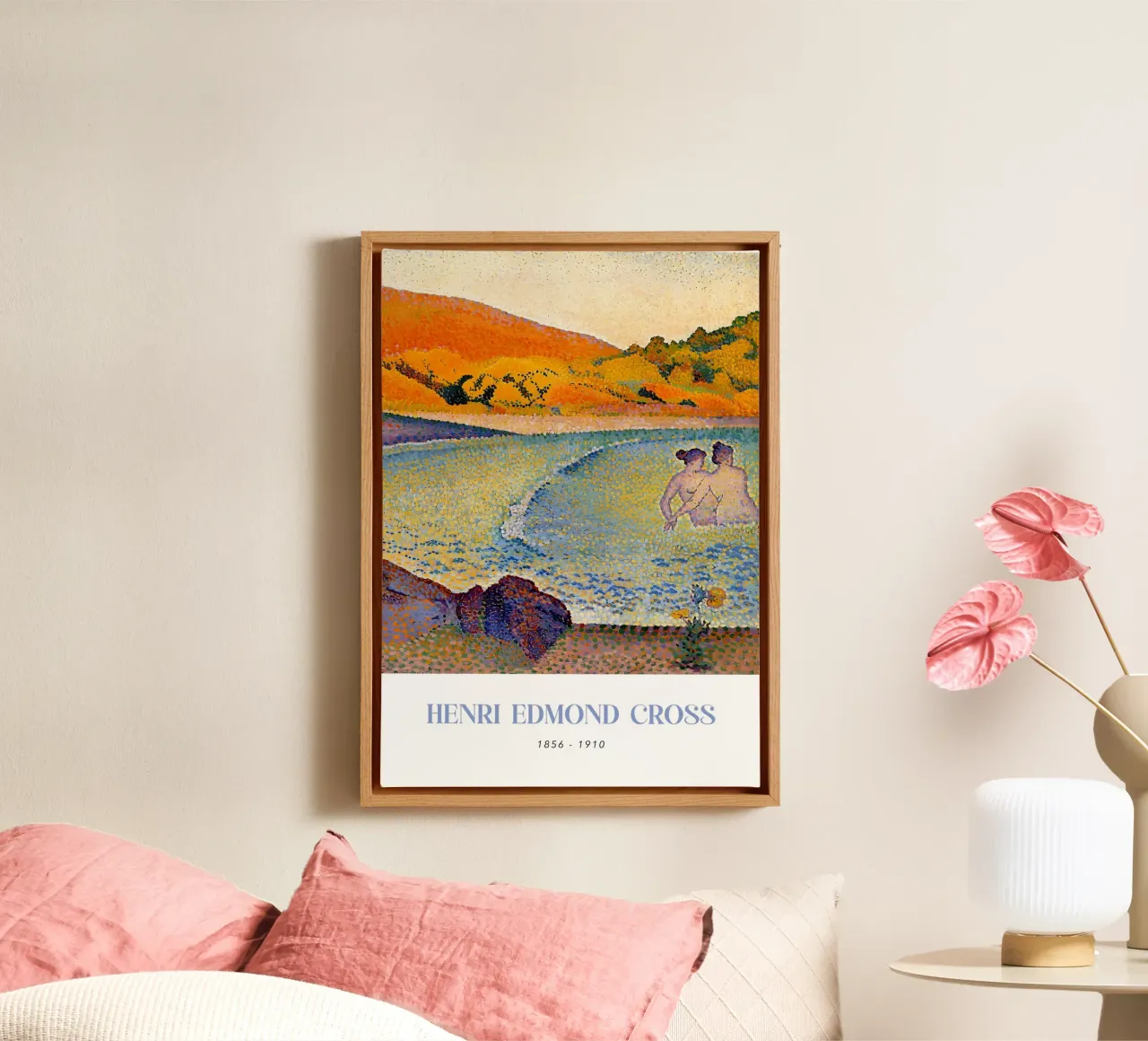 Henri-Edmond Cross Pointillist Badders Muur Art canvas met Baklijst van NorwesClub