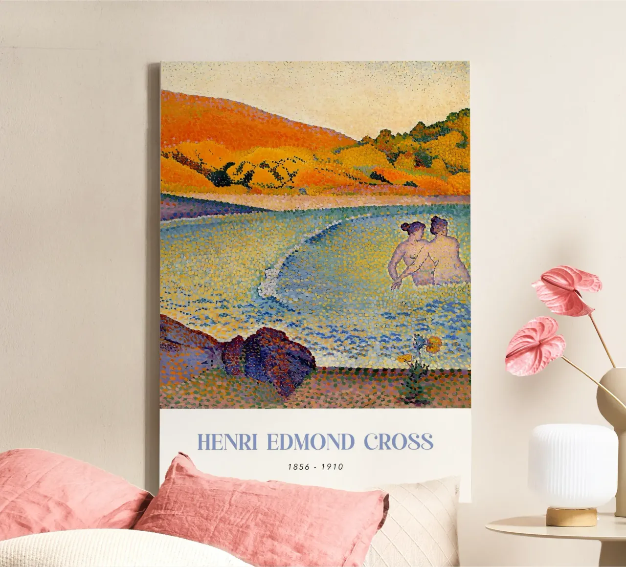 Henri-Edmond Cross Pointillist Badders Muur Art canvas met Baklijst van NorwesClub