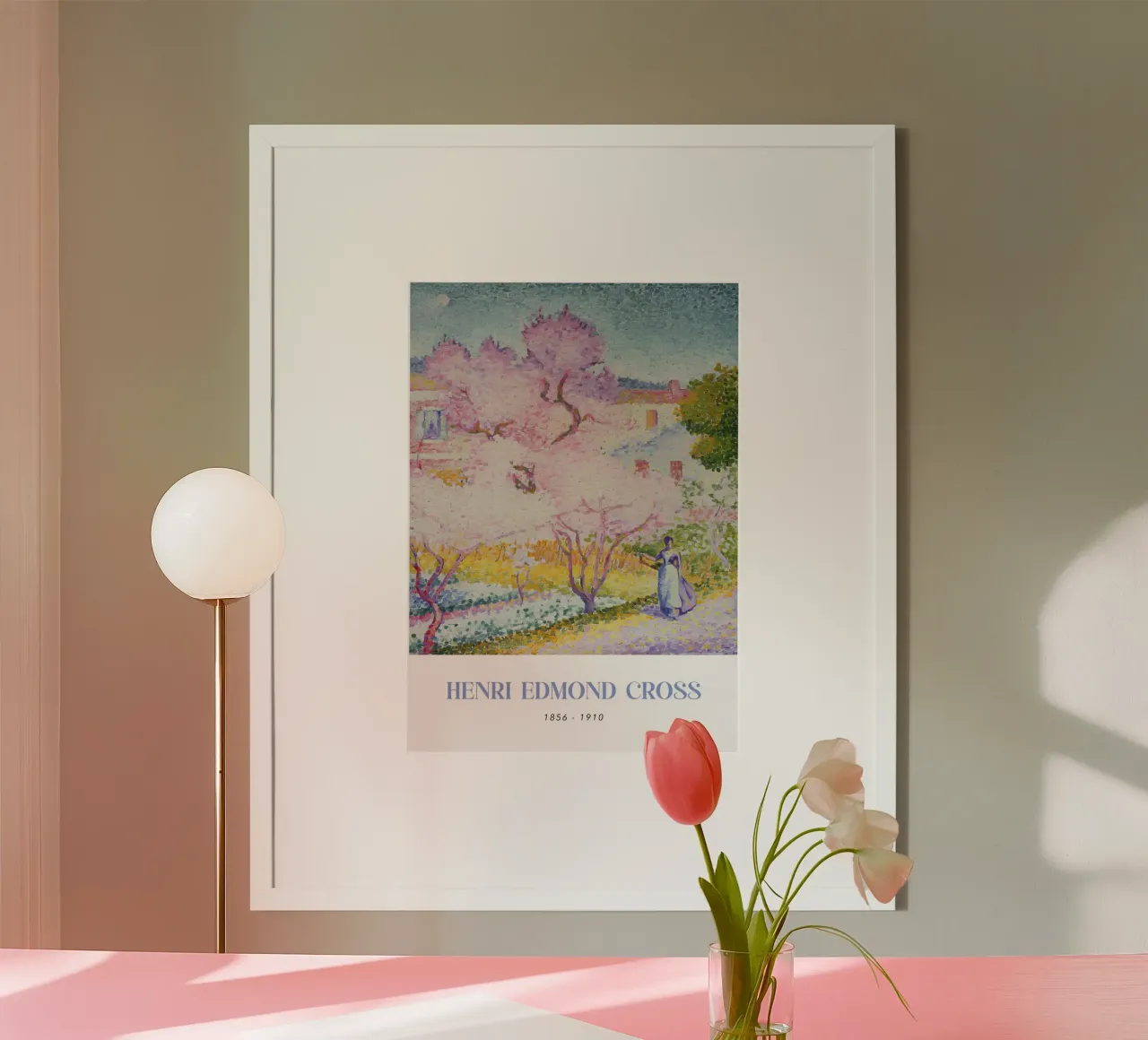Henri-Edmond Cross Pointillist Blossom Trees Art poster with plastic frame by NorwesClub