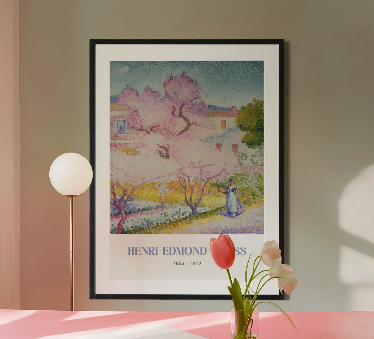 Henri-Edmond Cross Pointillist Blossom Trees Art poster with plastic frame by NorwesClub