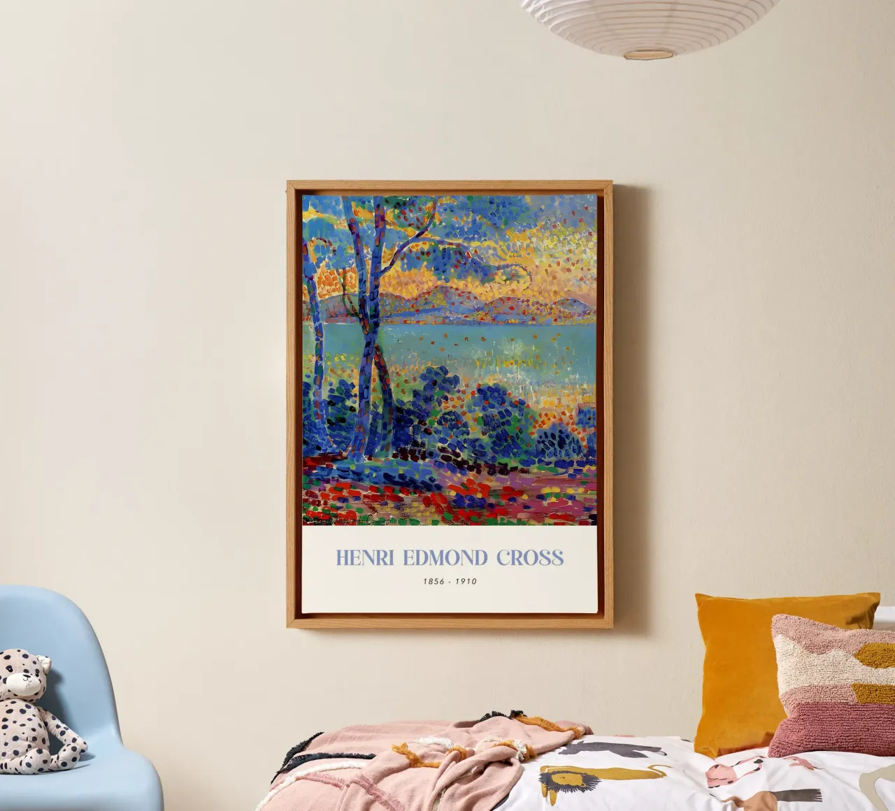 Henri-Edmond Kruis Pointillistische Provençaalse kunst canvas met Baklijst van NorwesClub