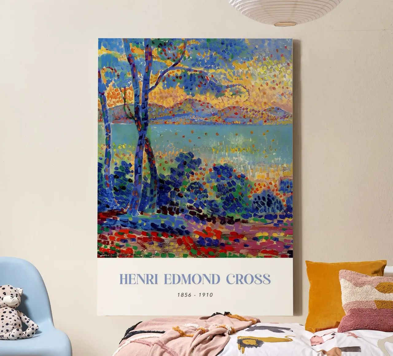 Henri-Edmond Kruis Pointillistische Provençaalse kunst canvas met Baklijst van NorwesClub