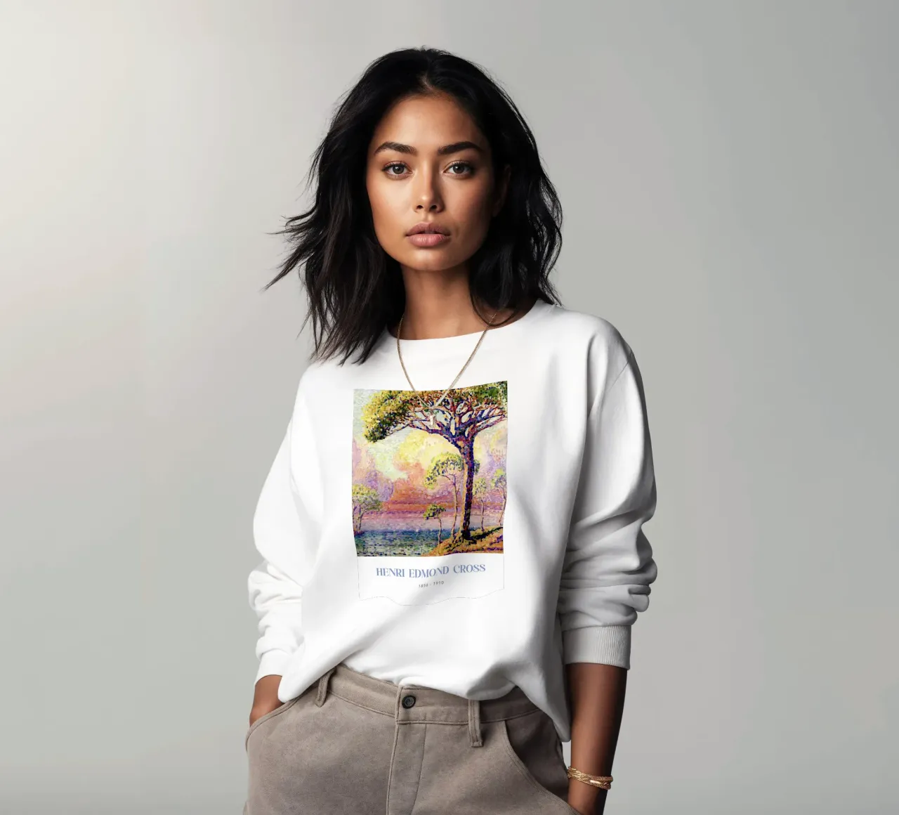 Henri-Edmond Cross Pointillist Pine Tree Art sweatshirt by NorwesClub