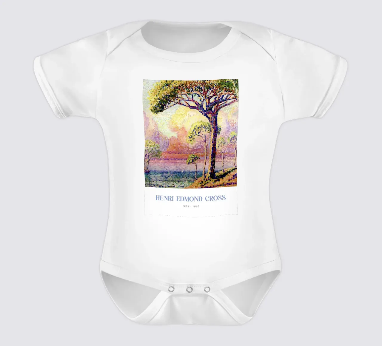 Henri-Edmond Cross Pointillist Dennenboom Kunst babyrompertje korte mouwen van NorwesClub