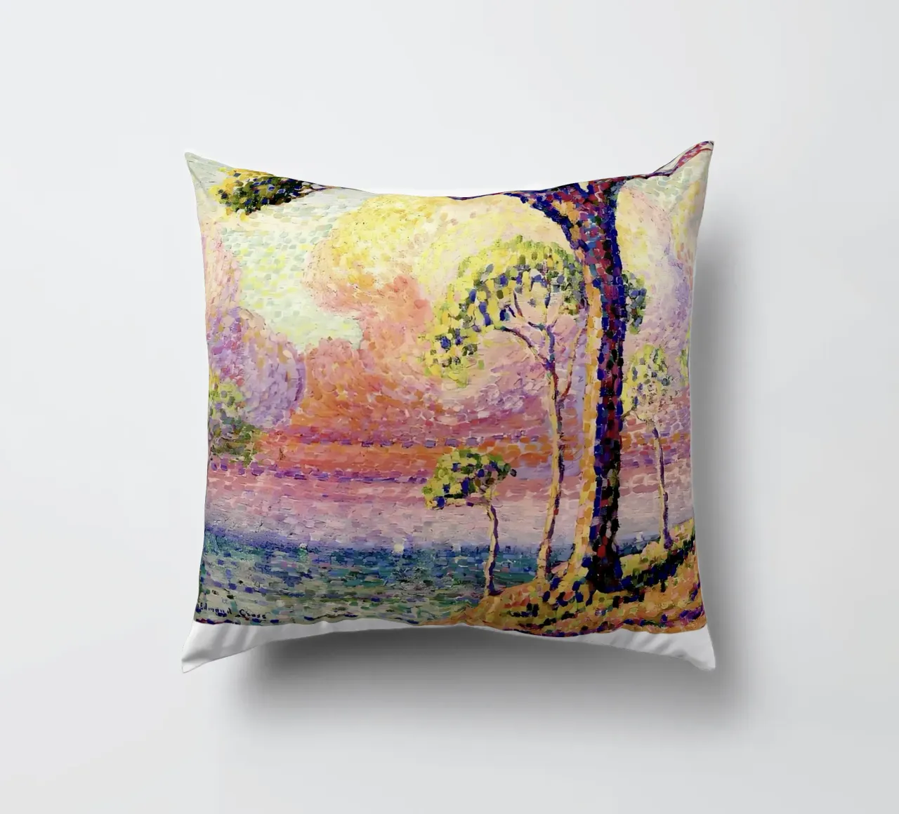Henri-Edmond Cross Pointillist Pine Tree Art decorative cushion by NorwesClub