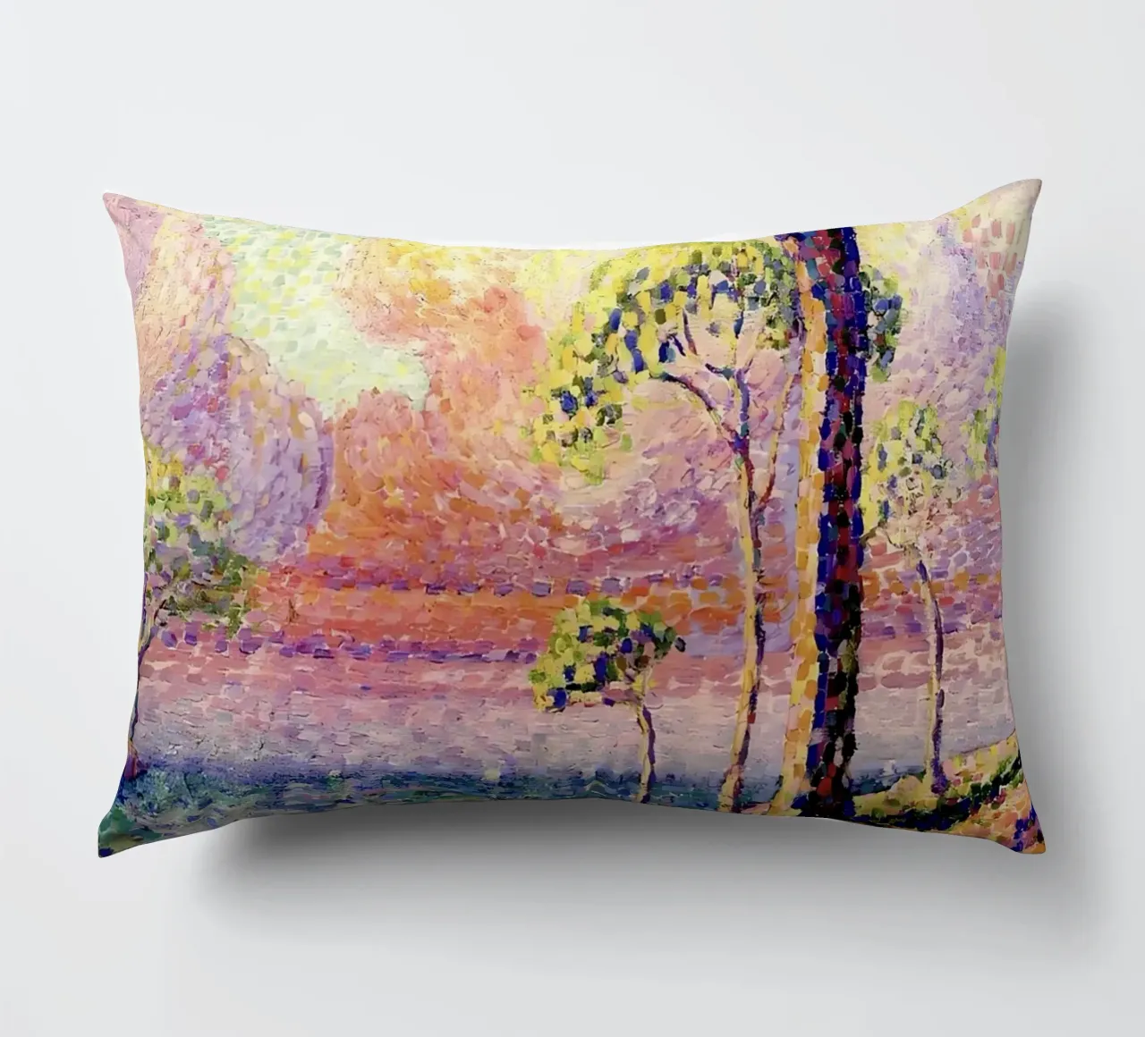 Henri-Edmond Cross Pointillist Pine Tree Art decorative cushion by NorwesClub