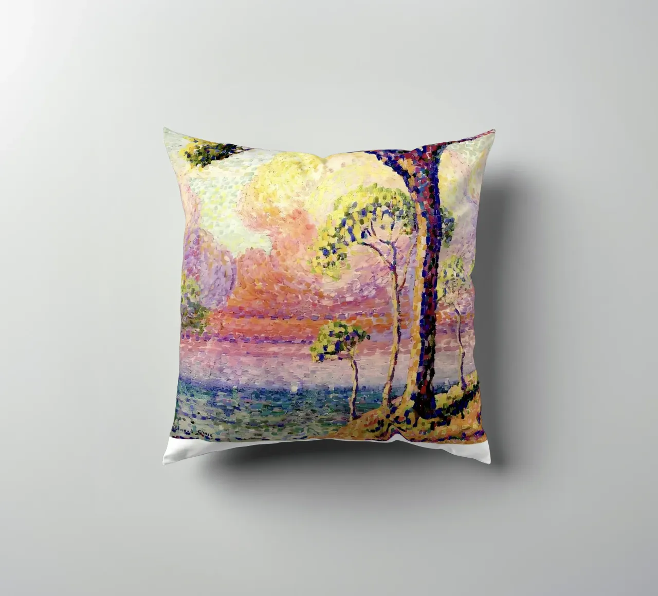 Henri-Edmond Cross Pointillist Pine Tree Art decorative cushion by NorwesClub