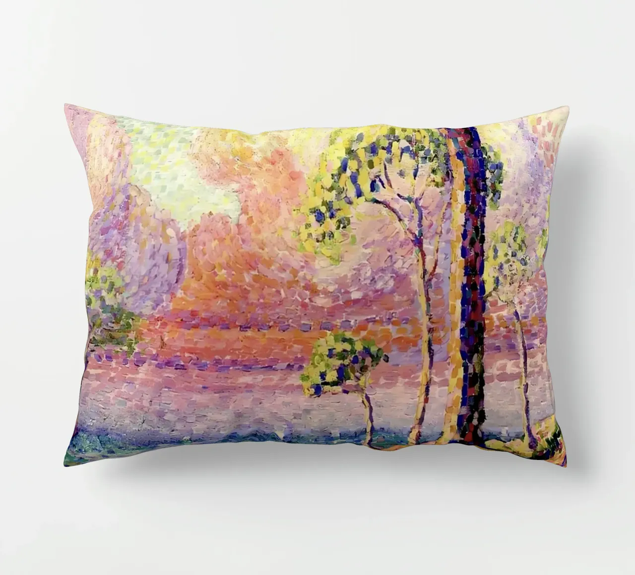 Henri-Edmond Cross Pointillist Pine Tree Art decorative cushion by NorwesClub