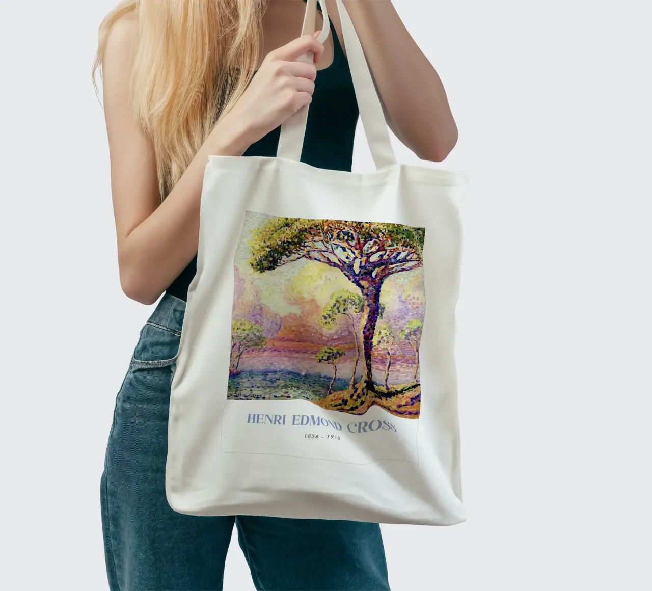 Henri-Edmond Kreuz Pointillist Tannenbaum Kunst Jutebeutel von NorwesClub