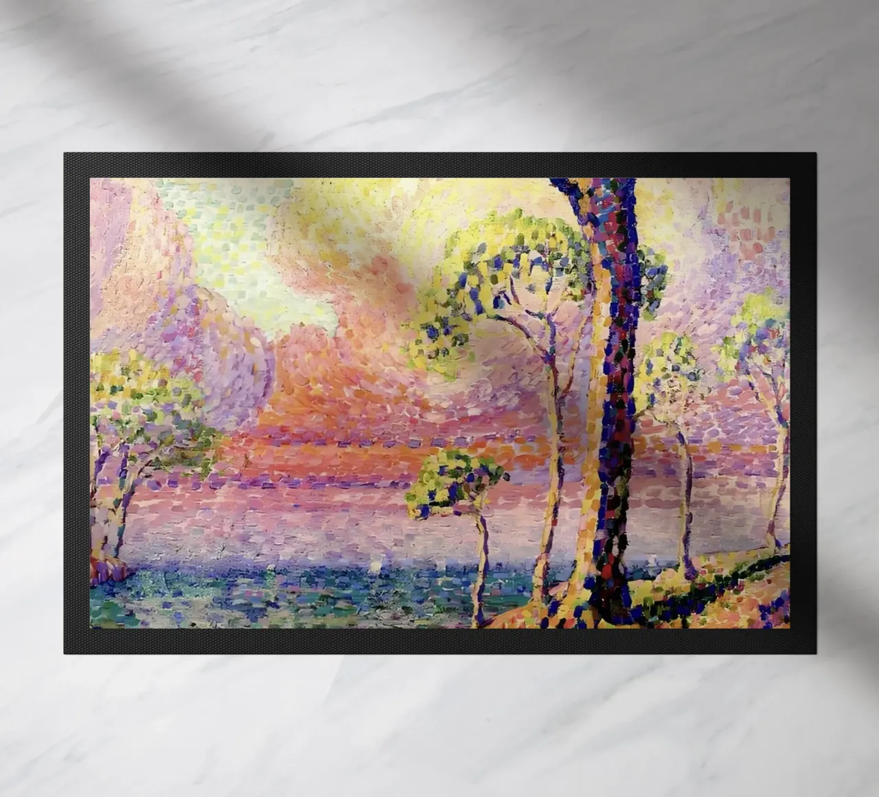 Henri-Edmond Cross Pointillist Pine Tree Art doormat by NorwesClub